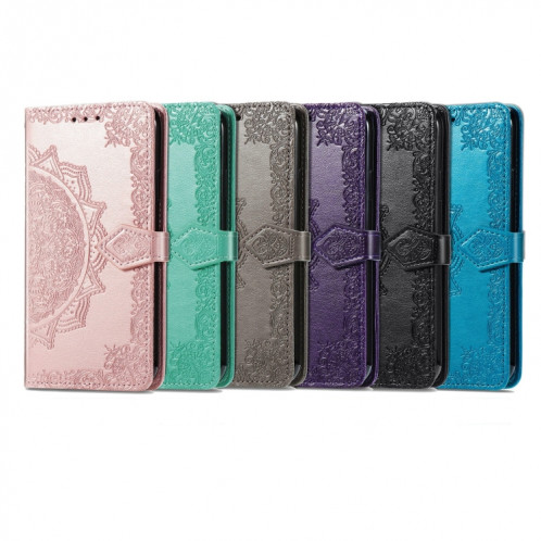 Horizon Horizontal horizontal de Mandala Fleur avec support & Three Card Slots & Wallet & Lanière pour iPhone 13 PRO (Noir) SH302A648-07
