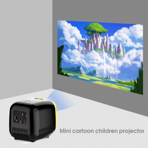 L1 Projecteur Enfants Mini Projecteur de haut-parleur Home Portable à LED, Fiche UE (Noir) SH802A1210-08