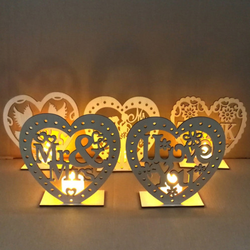 2 PCS Creative Coeur En Forme De Décoration En Bois Signe En Bois Romantique LED Bougie Lumière (JM01454) SH701C1224-08