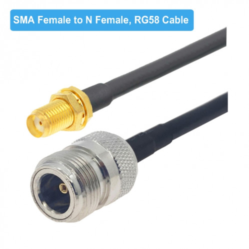 Câble adaptateur coaxial SMA femelle vers N femelle RG58, longueur du câble : 5 m. SH6605443-04