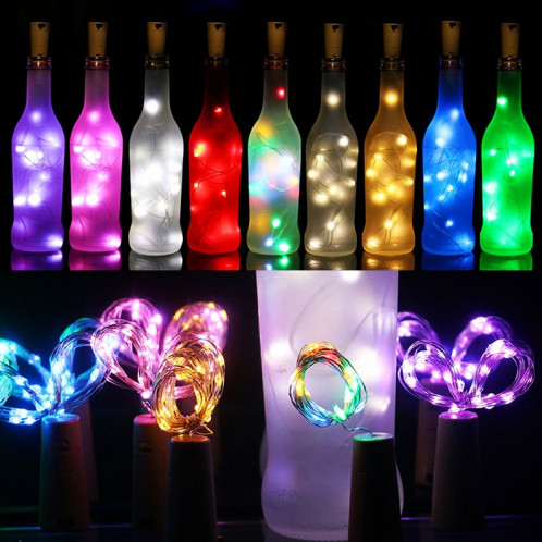 10 pièces LED bouteille de vin liège fil de cuivre guirlande lumineuse IP44 lampe de décoration de vacances étanche, style: 2m 20LEDs (lumière quatre couleurs) SH902C448-06
