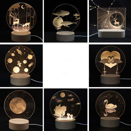 3D Atmosphère Lumière Décorative Acrylique Intérieur Sculpté LED Night Light Lampe De Table Fille Créative (Fille Baleine) SH401B557-05