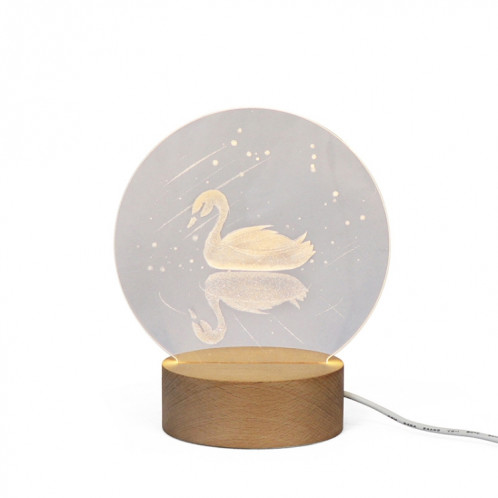 Atmosphère 3D Décorative Lumière Acrylique Intérieur Sculpté LED Night Light Lampe de Table Fille Créative (Swan) SH401I183-05