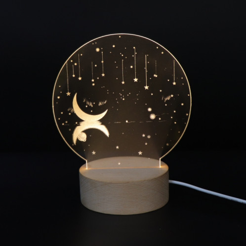 3D Atmosphère Lumière Décorative Acrylique Intérieur Sculpté LED Night Light Lampe De Table Fille Créative (Étoiles Et Lune) SH401J1927-05