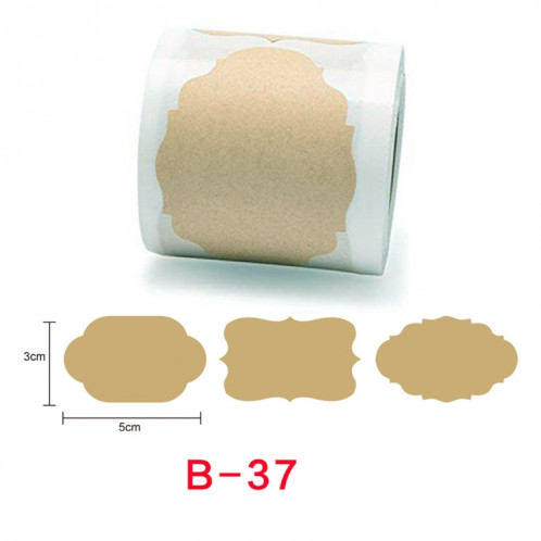 3 pièces d'autocollant d'étiquette de décoration de cadeau de papier kraft brun naturel, taille: 3 x 5 cm (B-37) SH301D408-05
