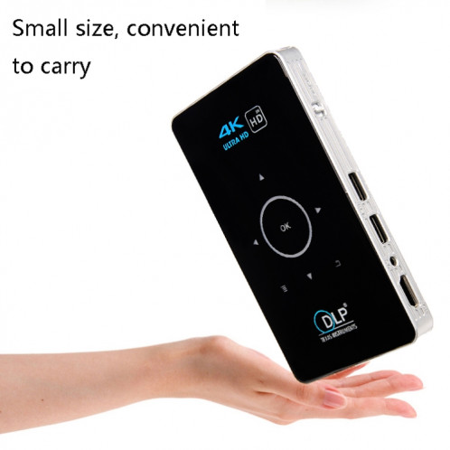 Système Android C6 1G + 8G Système Intelligent DLP HD Mini Projecteur Portable Home Home PROJECTEUR DE TÉLÉPHONE MOBILE, PLUG US (Noir) SH79011982-07