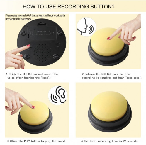 Pet Communication Button Dog Vocal Box Enregistrement Vocalizer, Style: Modèle d'enregistrement (Blanc) SH401K280-07
