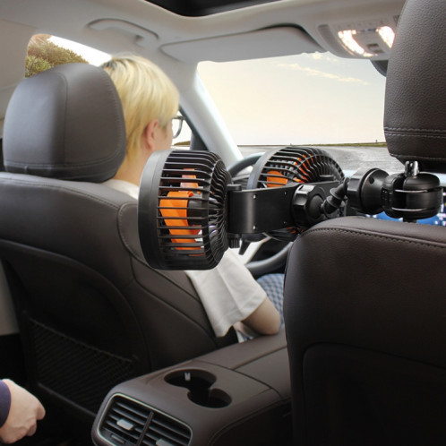 F6207 Ventilateur à double tête USB à fermeture éclair pour siège arrière de voiture, modèle : allume-cigare avec USB SH190225-012