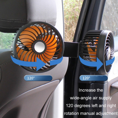 F6207 Ventilateur à double tête USB à fermeture éclair pour siège arrière de voiture, modèle : allume-cigare avec USB SH190225-012
