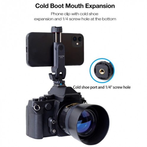 Cimapro Swivel Cold Boot Camera Support de montage pour téléphone Trépied externe (Noir) SC901A419-09