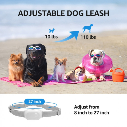 Collier de choc étanche intelligent pour dispositif de dressage de chien télécommandé pour animaux de compagnie, taille: pour un chien (blanc) SH801B637-012