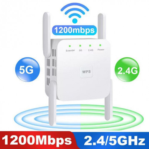 Le répéteur d'extension WiFi 1200Mbps 2.4G / 5G prend en charge le port Ethernet prise ue blanche SH34011807-07