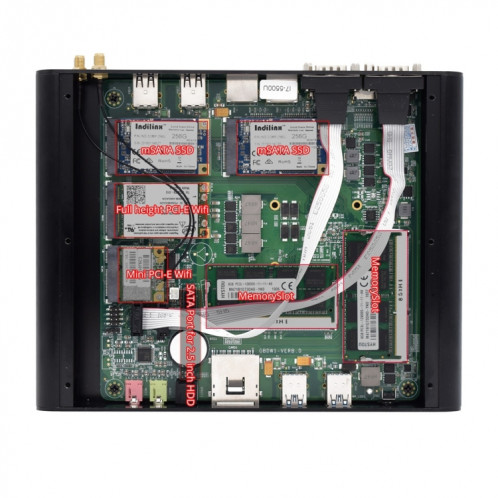 HYSTOU P05B-I7-5500U-2C Mini PC sans ventilateur Processeur Intel Core i7 5500u Quad Core jusqu'à 2,4 GHz, RAM: 8G, ROM: 256G, prise en charge Win 7/8/10 / Linux (noir) SH326B1509-07