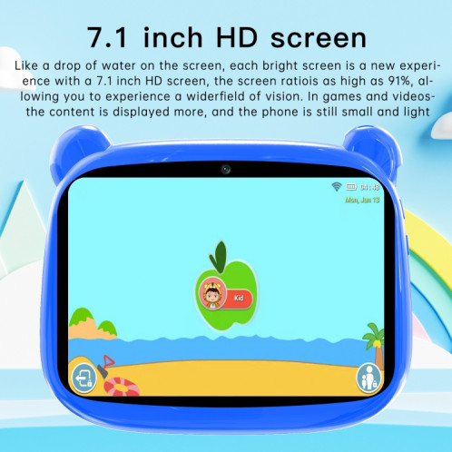 Tablette PC éducative pour enfants Q8C1, 7,0 pouces, 2 Go + 16 Go, Android 5.1 MT6592 Octa Core, prend en charge la carte WiFi / BT / TF (bleu) SH825L1931-013