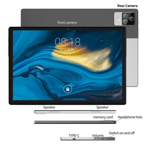 Tablette PC BDF P70 4G LTE, 10,1 pouces, 8 Go + 128 Go, Android 12.0 MTK6762 Octa Core, prise en charge double SIM et Bluetooth et WiFi, prise UE (bleu) SB966L1808-012