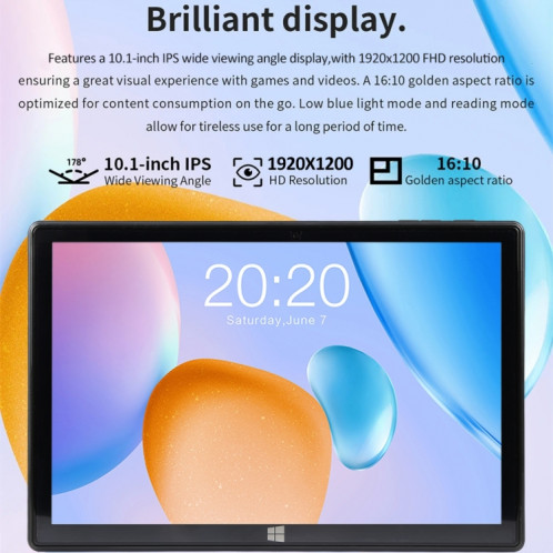 Tablette PC LZ1003, 10,1 pouces, 16 Go + 256 Go, Windows 10, Intel Celeron J4100 Quad Core, prise en charge de la carte TF et HDMI et Bluetooth et double WiFi, avec clavier SH101133-09