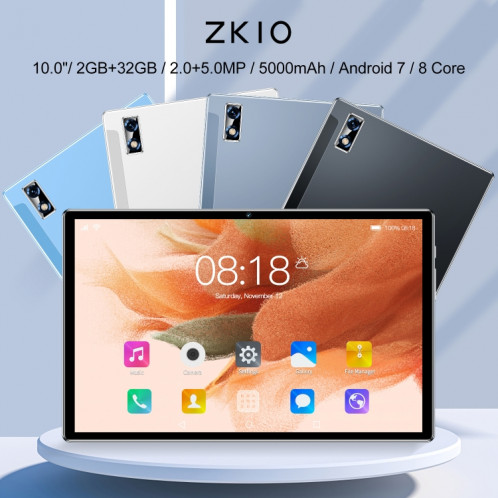 Tablette d'appel téléphonique ZK10 3G, 10,1 pouces, 2 Go + 32 Go, Android 7.0 MTK6735 Quad-core 1.3GHz, Support Dual SIM / WiFi / Bluetooth / GPS (Gris) SH021H1253-015