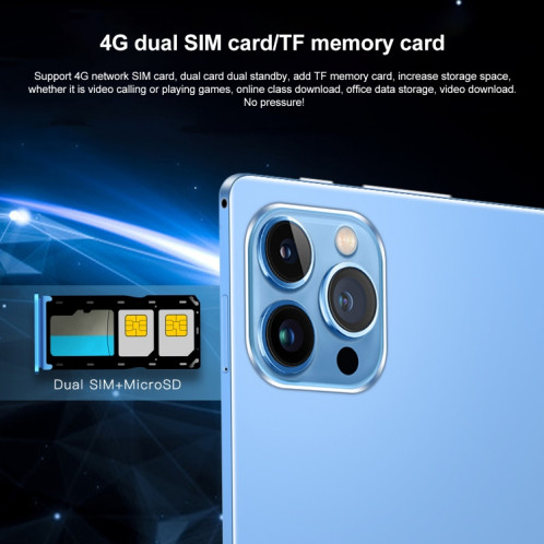 Tablette d'appel téléphonique P60 4G, 10,1 pouces, 4 Go + 32 Go, Android 8.0 MTK6750 Octa Core 1,8 GHz, double SIM, prise en charge GPS, OTG, WiFi, BT (bleu ciel) SH88SL600-014