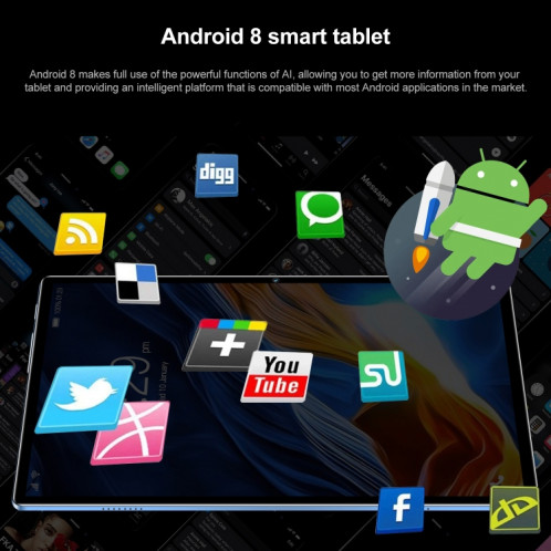 Tablette d'appel téléphonique P60 4G, 10,1 pouces, 4 Go + 64 Go, Android 8.0 MTK6750 Octa Core 1,8 GHz, double SIM, prise en charge GPS, OTG, WiFi, BT (bleu ciel) SH90SL1368-014
