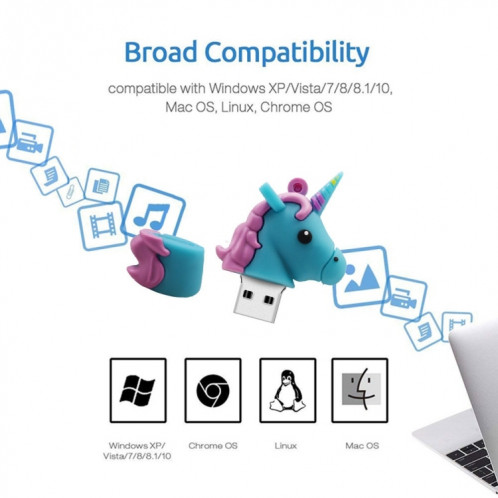 MicroDrive 4 Go USB 2.0 Creative Unicorn Shape U Disk (Noir) SM827B22-08