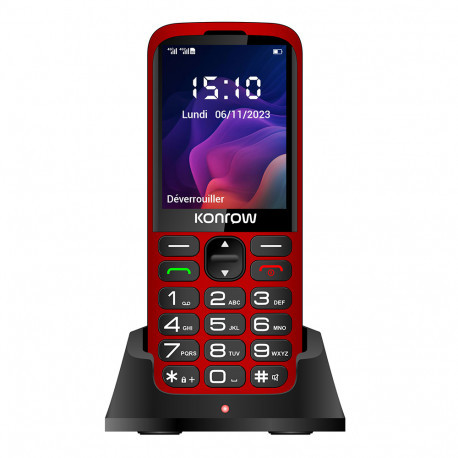 Konrow Senior 280 Next 4G (2.8'' Double Sim Avec Station de charge) Rouge KSEN280N_RED-01