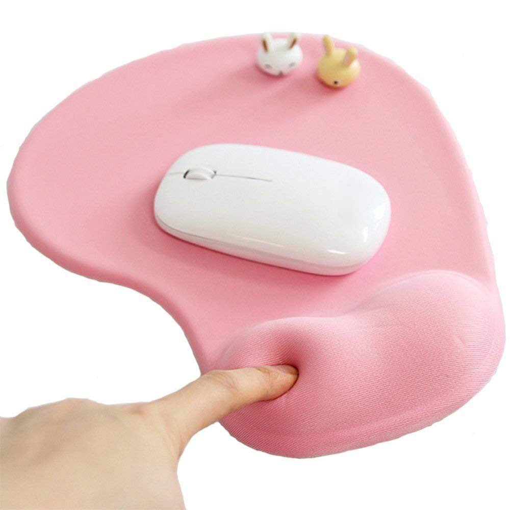 Tapis de souris Office avec support de poignet en gel repose-poignet  ergonomique Gaming Desktop Mouse - rose