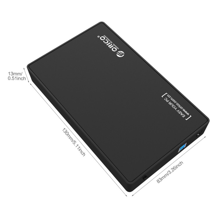 Boîtier disque dur noir pour ordinateur portable PC de bureau 3588US3 USB  3.0 Type-B 2.5 / 3.5 pouces SSD / SATA HDD de stockage boîte