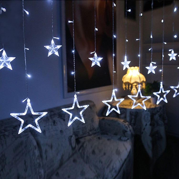 220V EU Plug LED Star Light lumières de Noël intérieur / extérieur  décoratif rideaux d'amour lampe pour l'éclairage de fête de mariage de  vacances (blanc chaud)