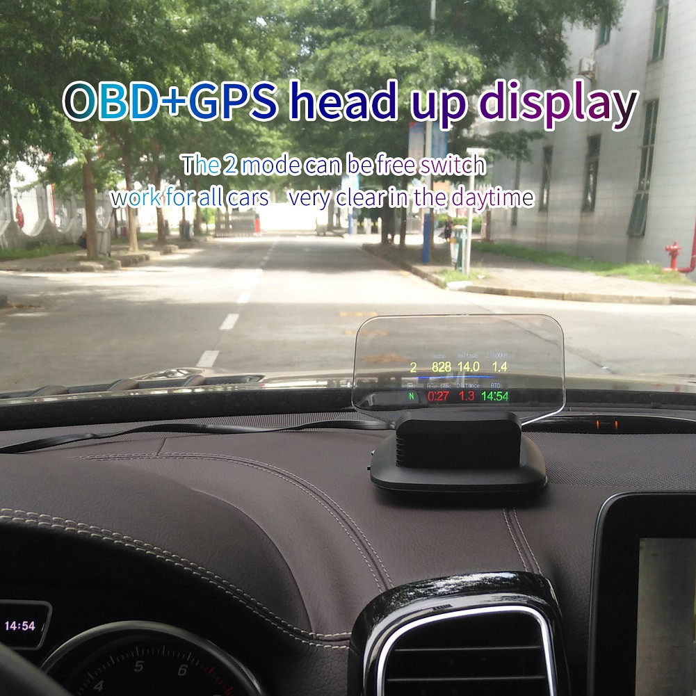 Affichage tête haute Hud de voiture, double Obd2 GPS Affichage