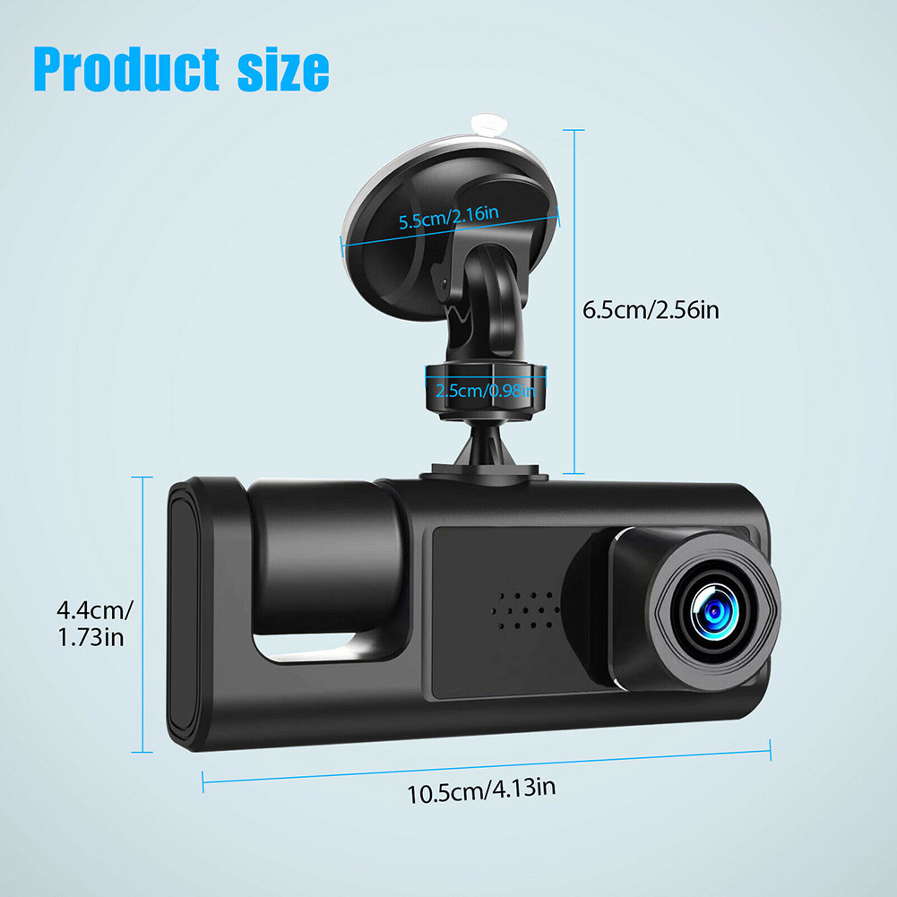 3 Lentille 1080P Caméra de tableau de bord de voiture 3 pouces