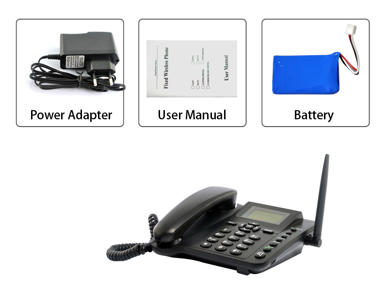 Téléphone Fixe Avec Carte SIM À Technologie GSM Et Radio FM - noir